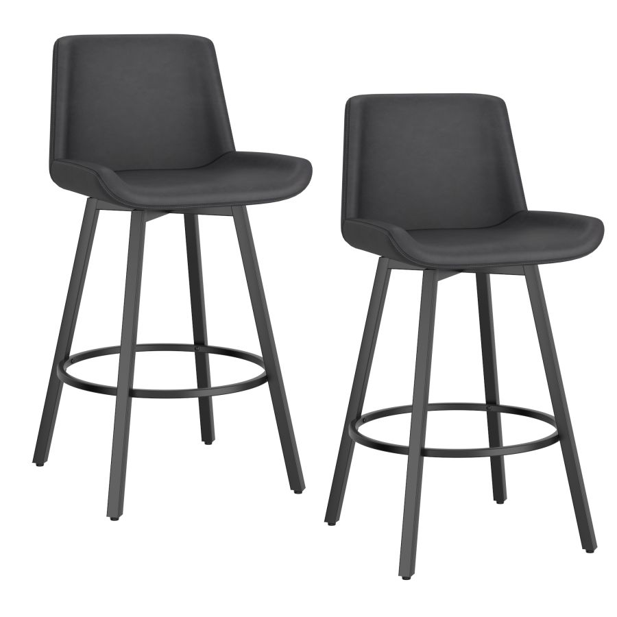Fern Vintage Charcoal Swivel Counter Stool, Set of 2