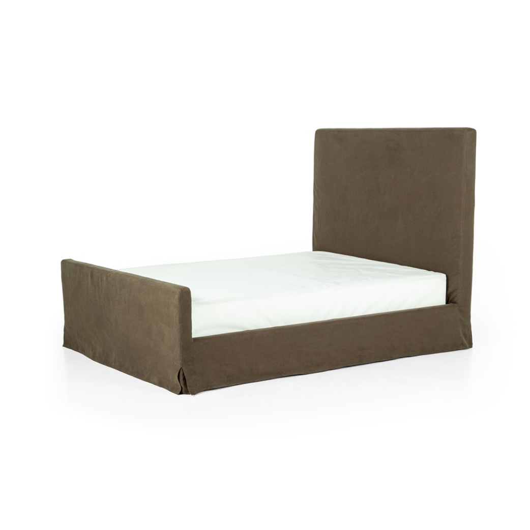 Daphne Coffee Linen Slipcover Bed
