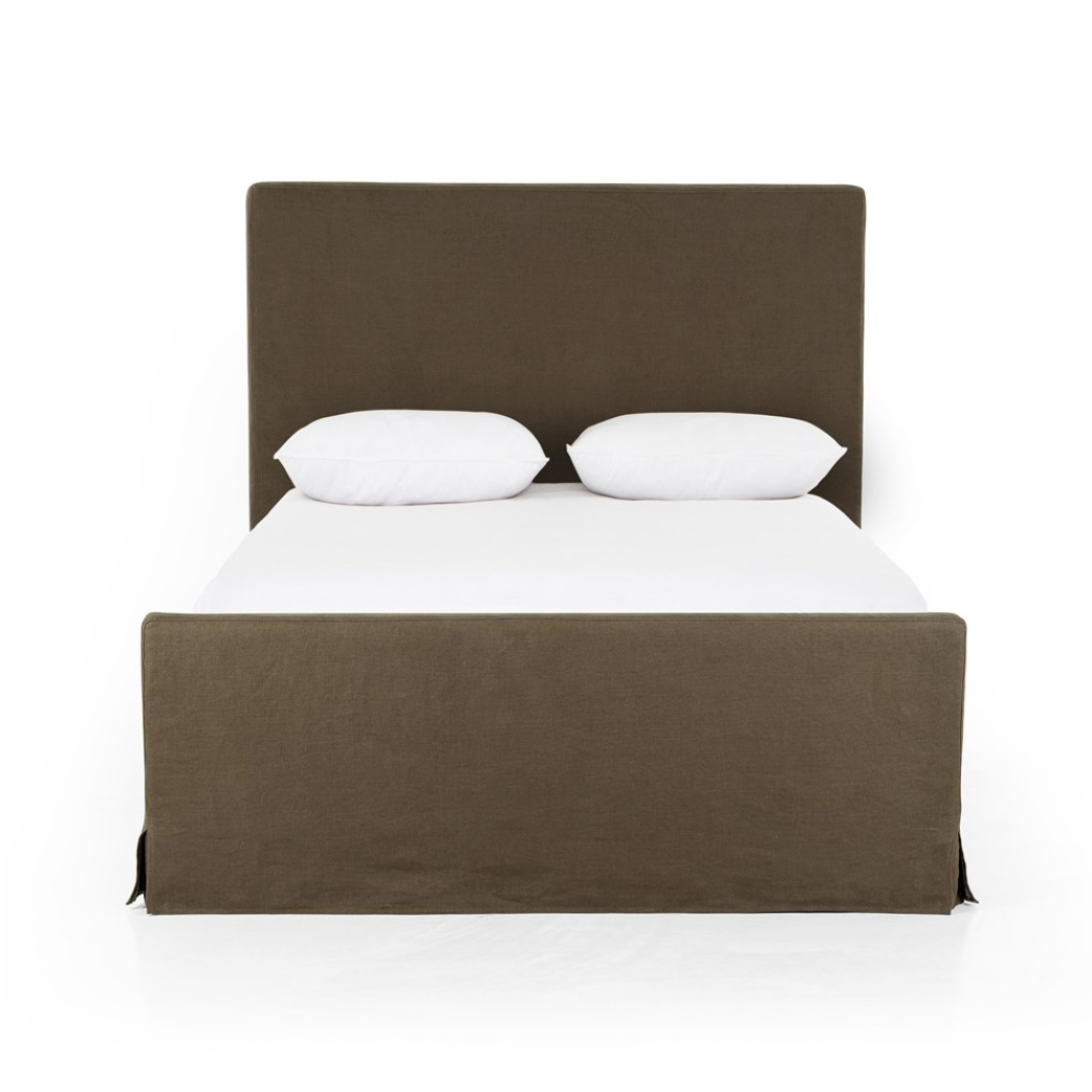 Daphne Coffee Linen Slipcover Bed