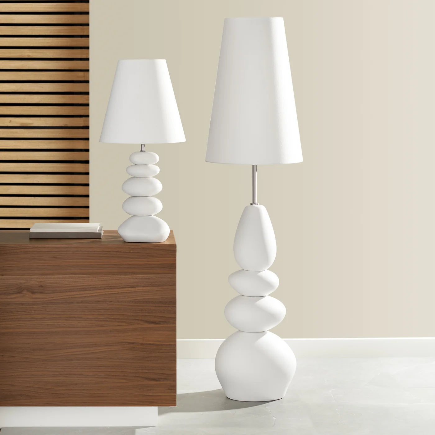 Oslo Ceramic White Stacked Stone Table Lamp
