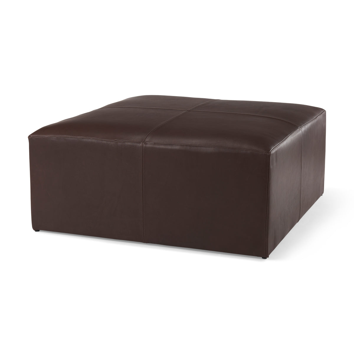 Dark brown leather ottoman discount
