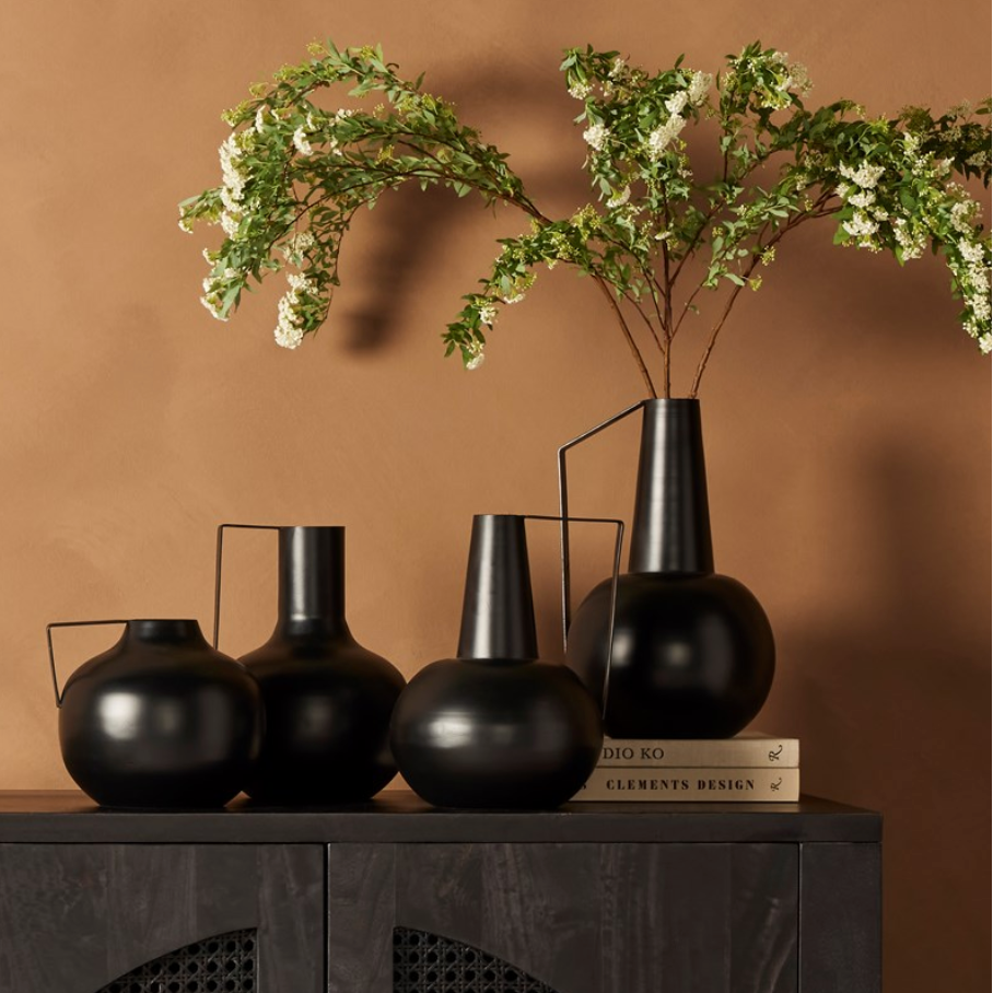 Aleta Black Vases, Set of 4