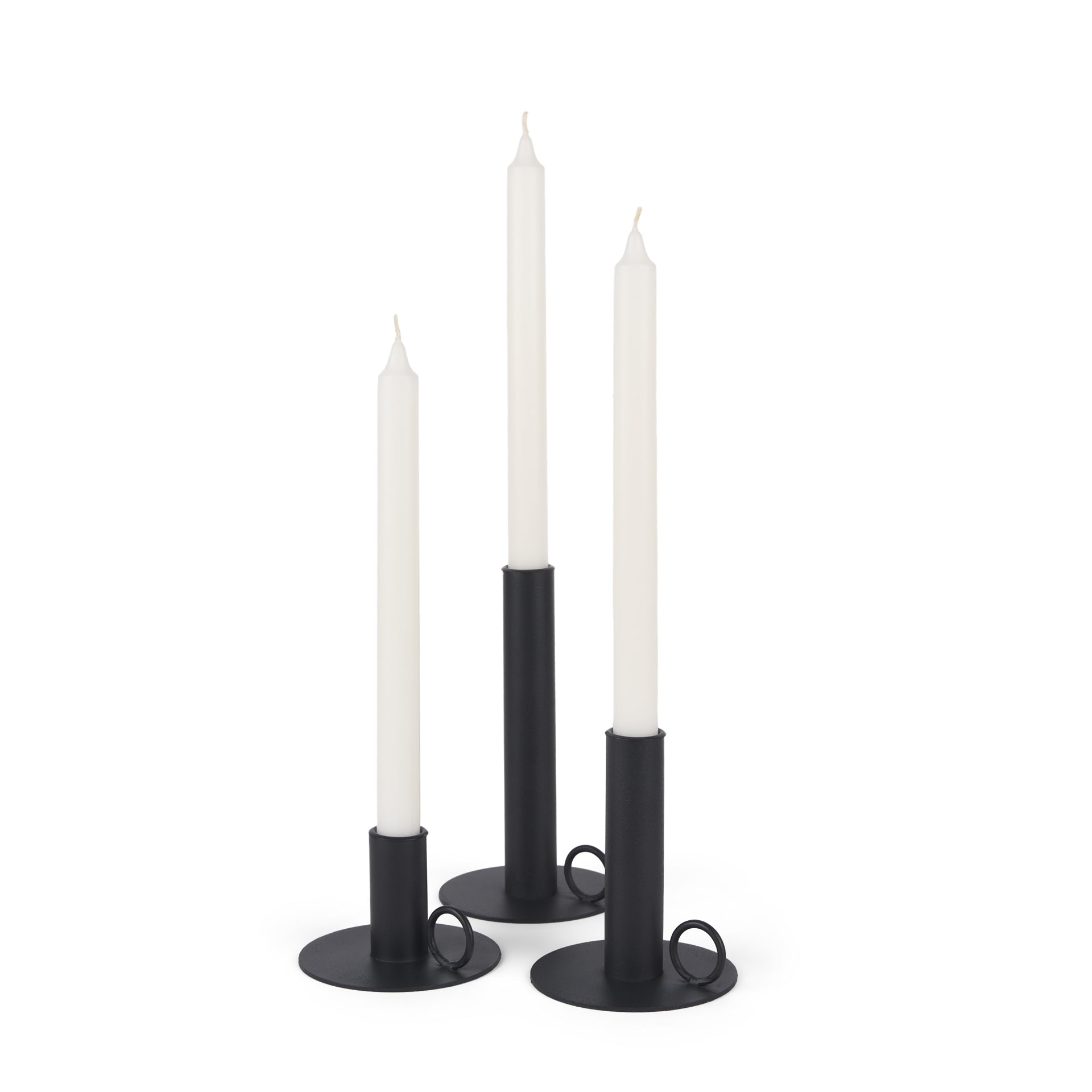 Matte Black Metal Candle Holders (Set of 3)