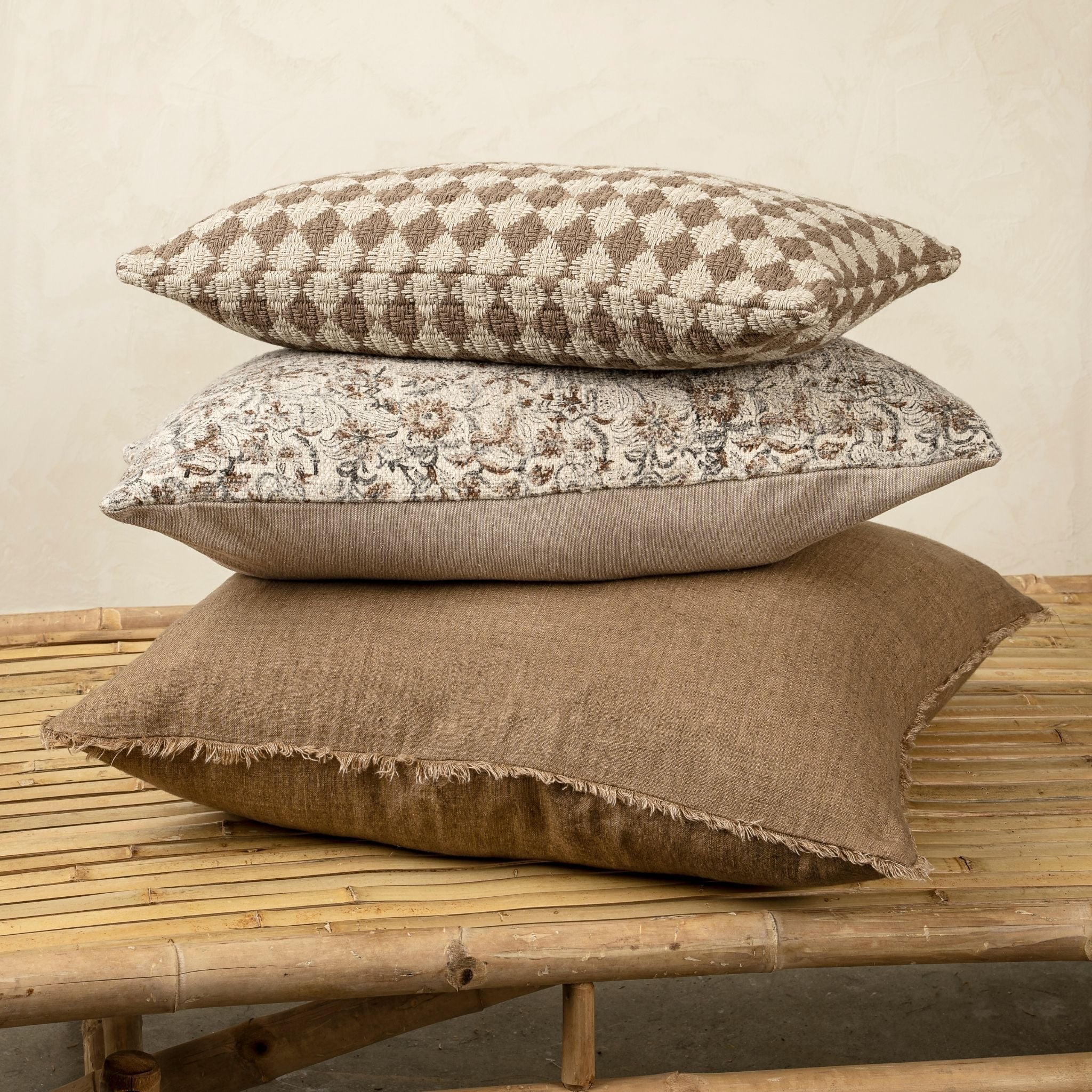 Indaba Check Weave Pillow Brown