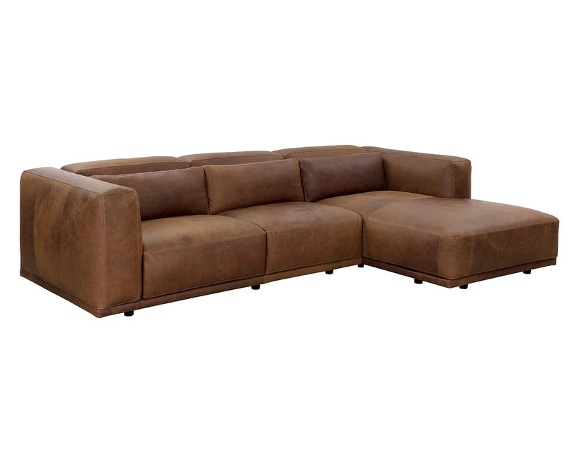 Sunpan Beau Cognac Italian Leather Sofa Chaise