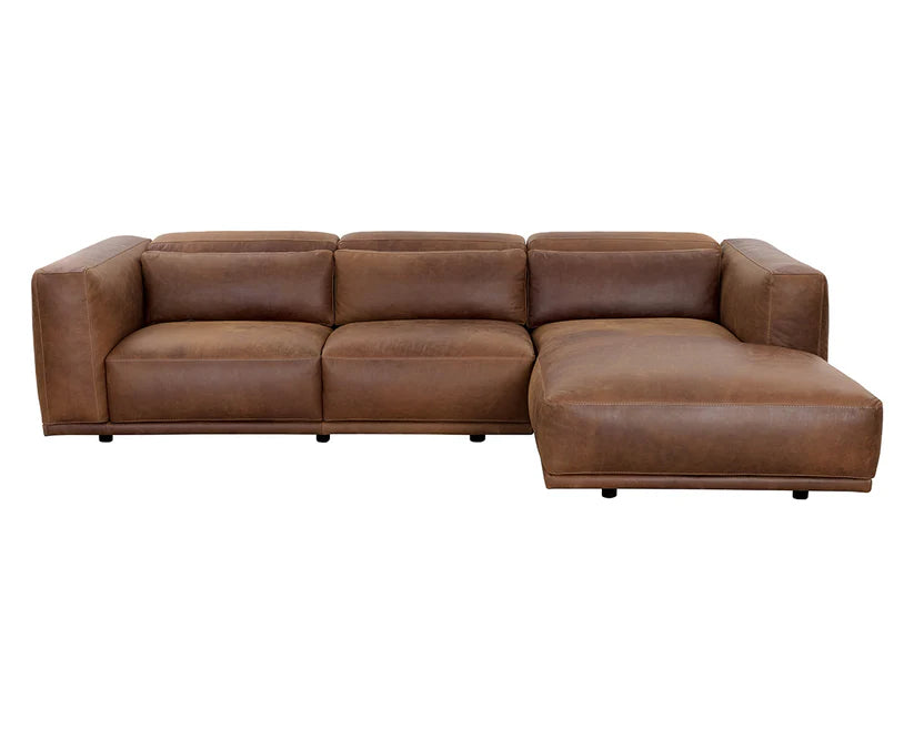 Sunpan Beau Cognac Italian Leather Sofa Chaise