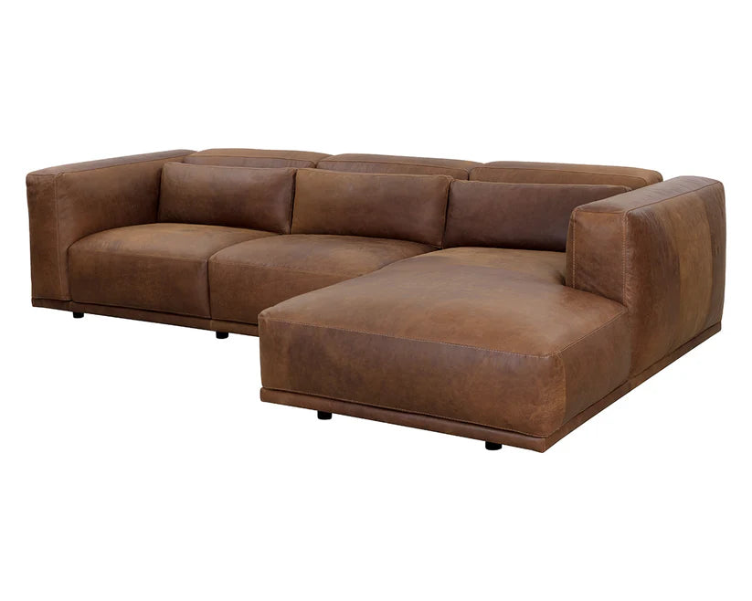 Sunpan Beau Cognac Italian Leather Sofa Chaise