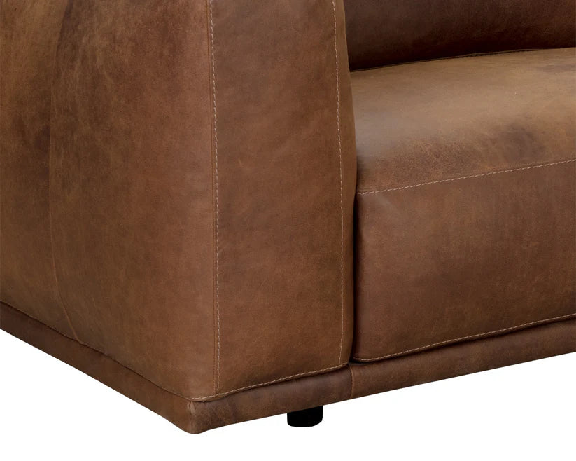 Sunpan Beau Cognac Italian Leather Sofa Chaise