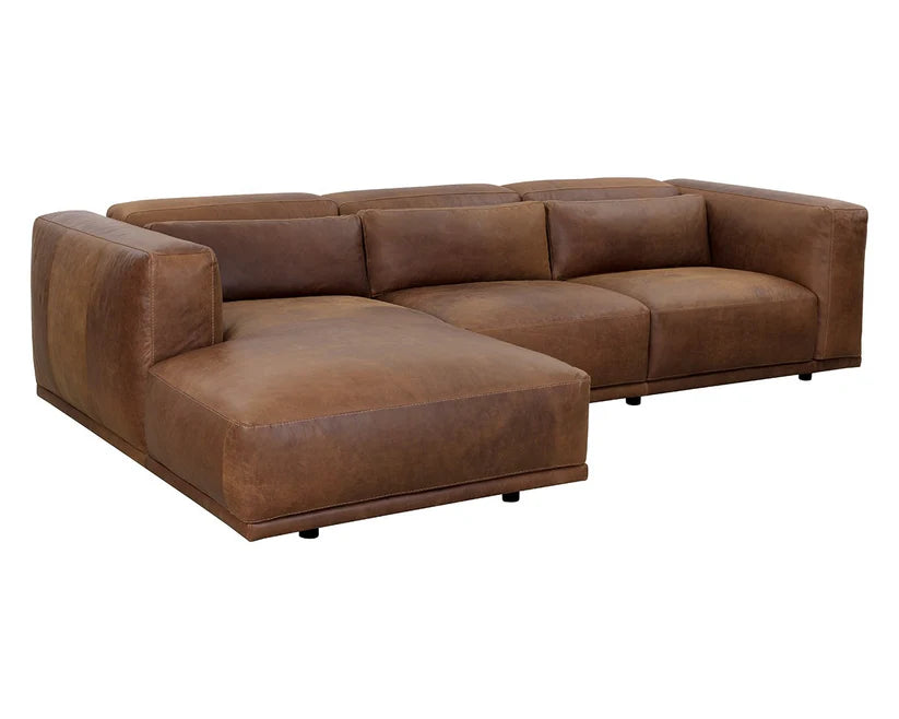 Sunpan Beau Cognac Italian Leather Sofa Chaise