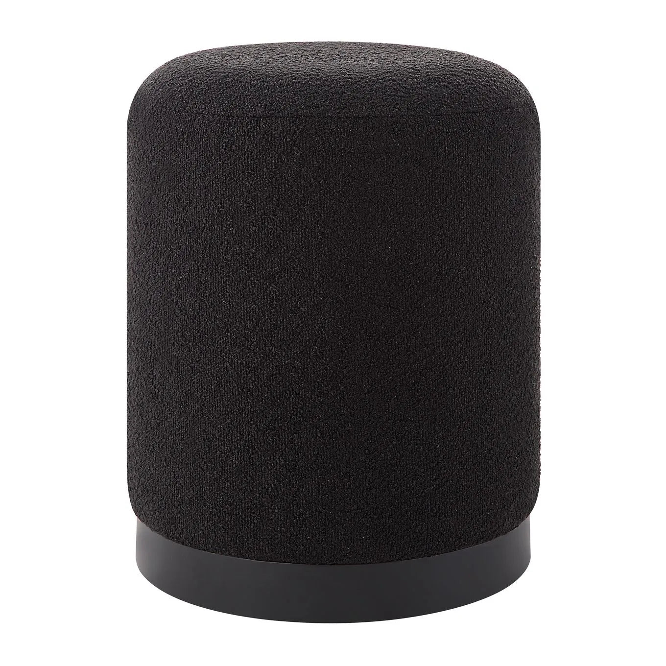 Black Boucle Stool, Modern Boucle Upholstered Stool