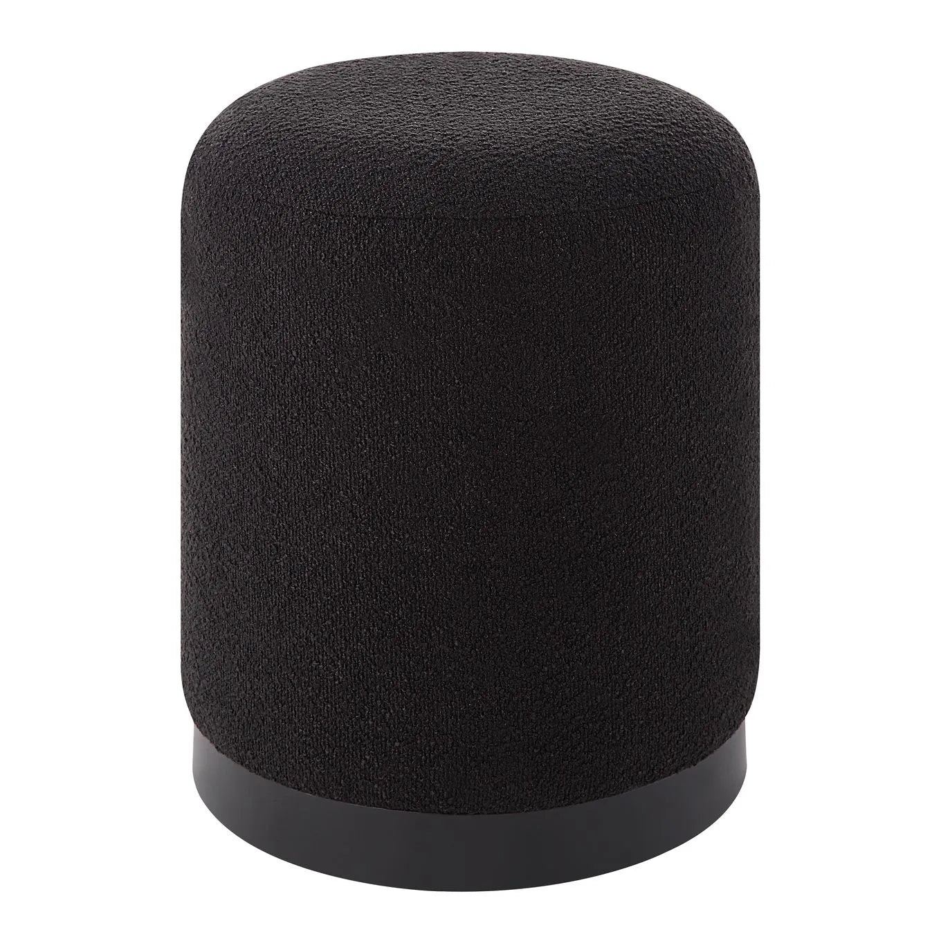 Black Boucle Stool, Modern Boucle Upholstered Stool