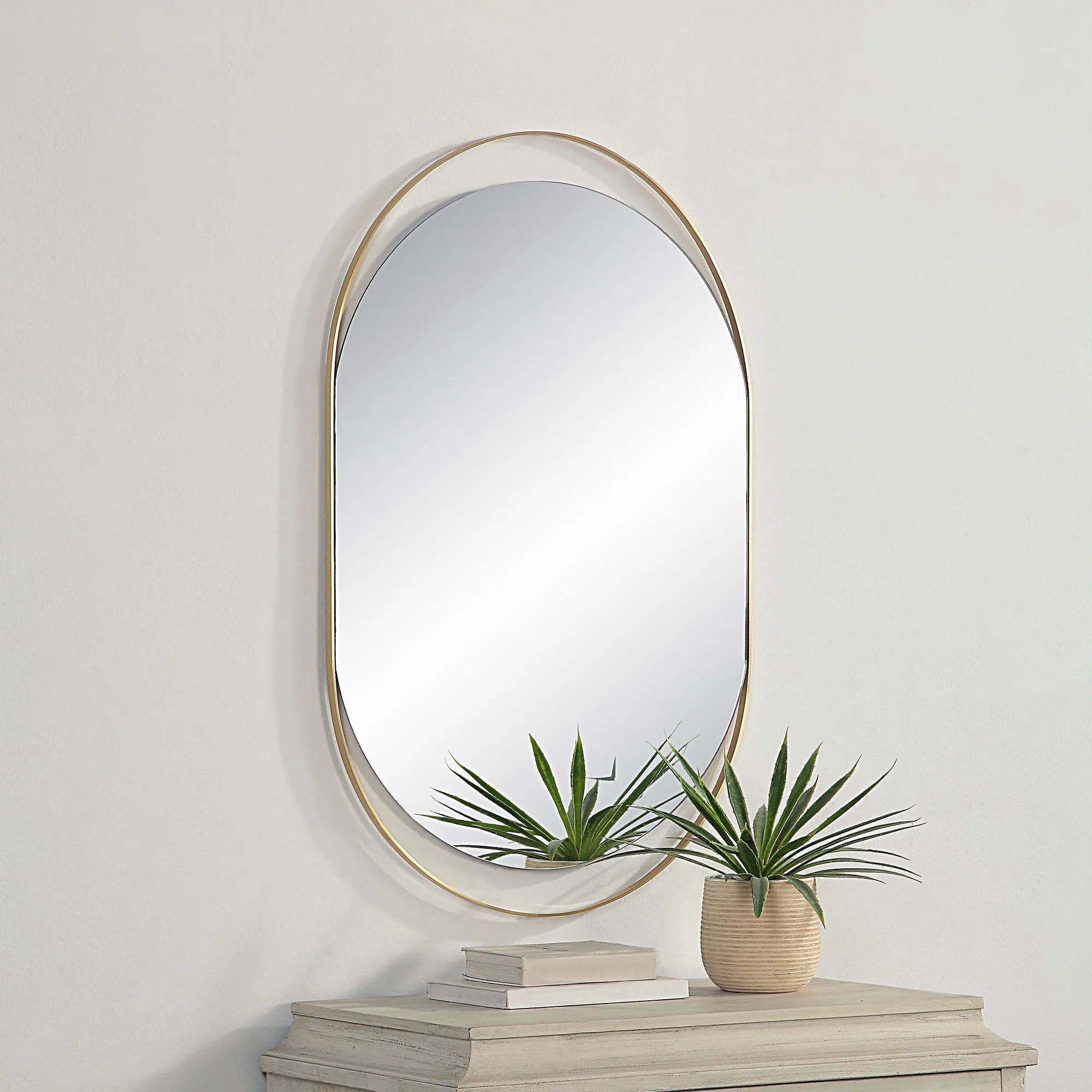 Ecru Pill Oval Mirror