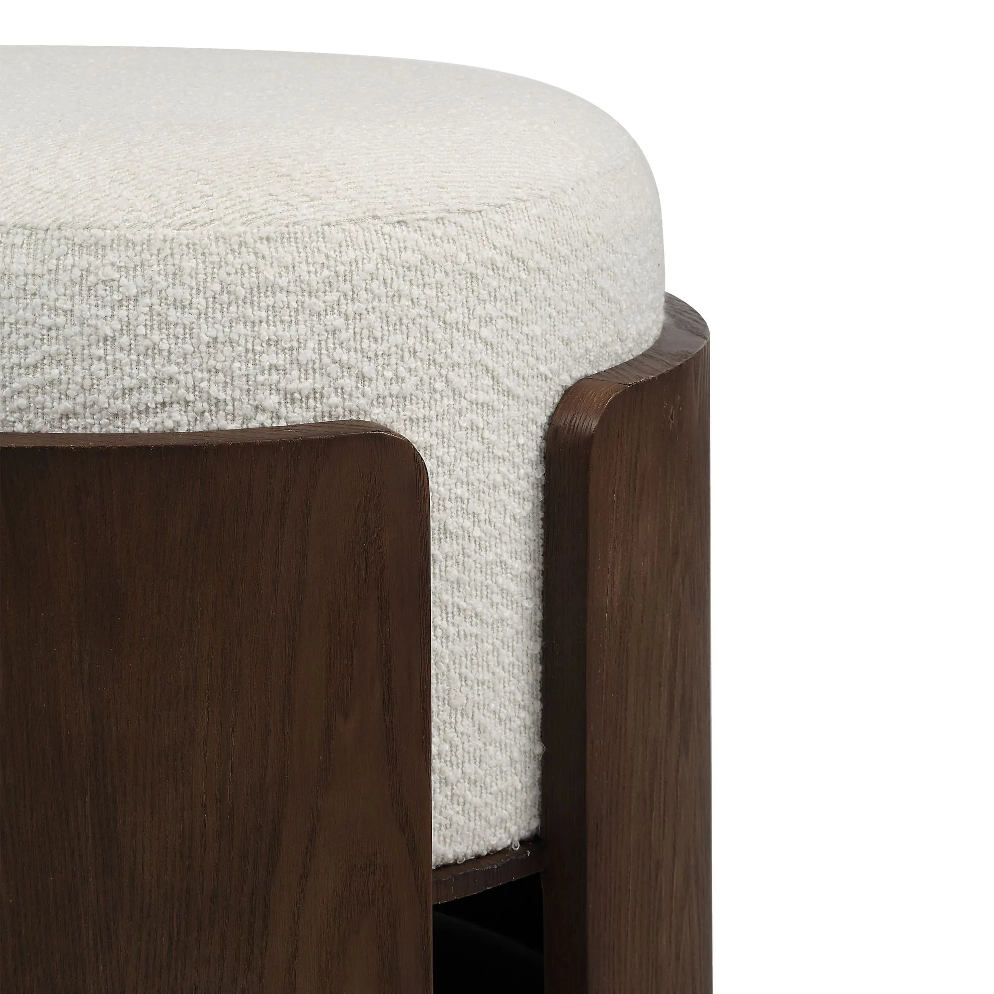 Wooden stool with a white cushioned seat Renwil Capsula Ottoman