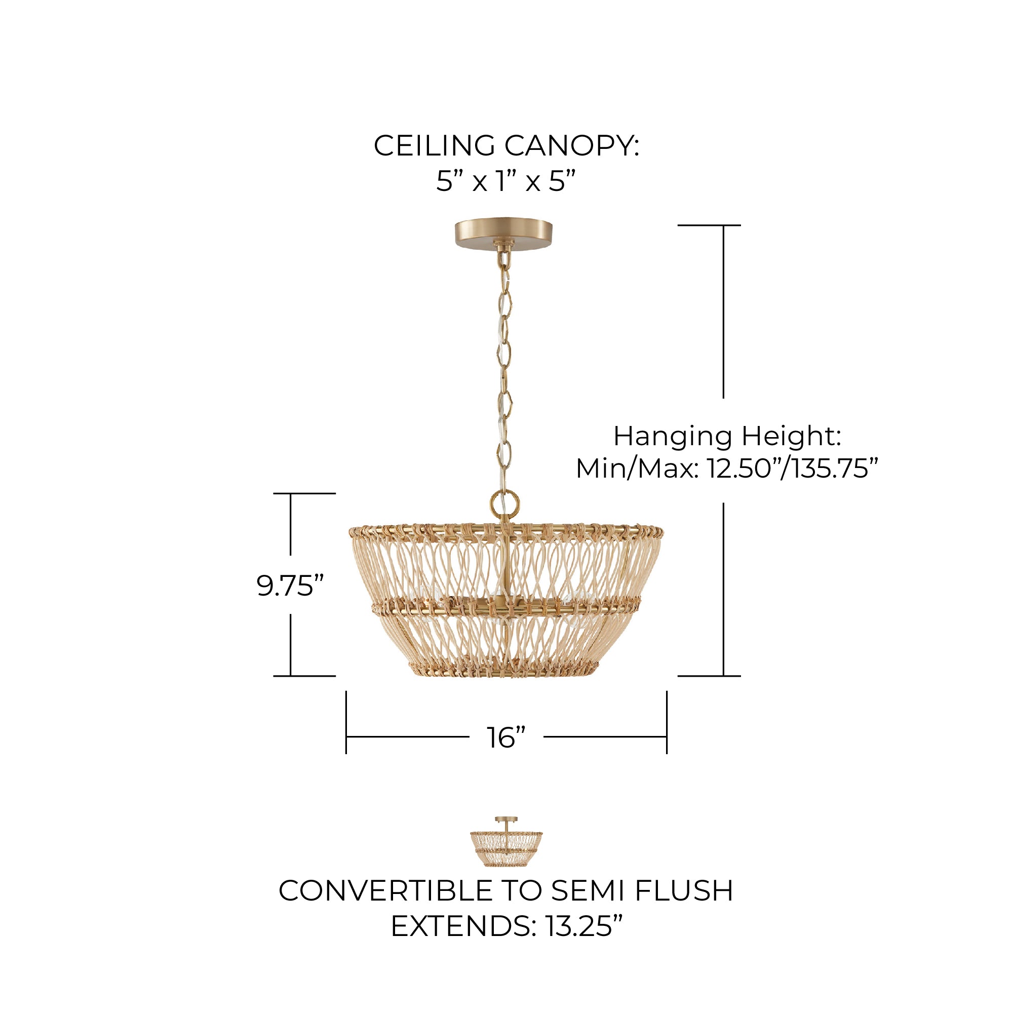 Wren Dual Mount Semi-Flush Light