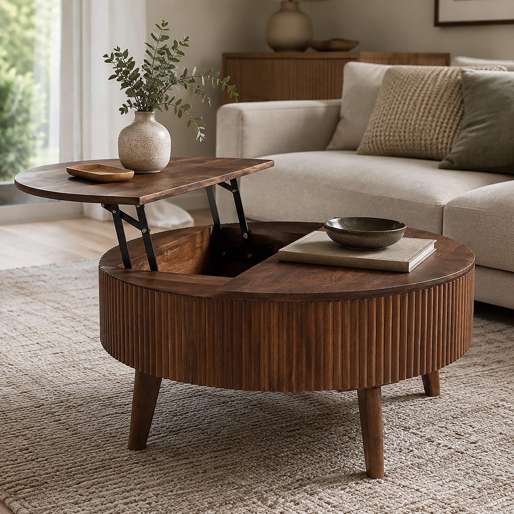 Balark Round Lift-Top Coffee Table