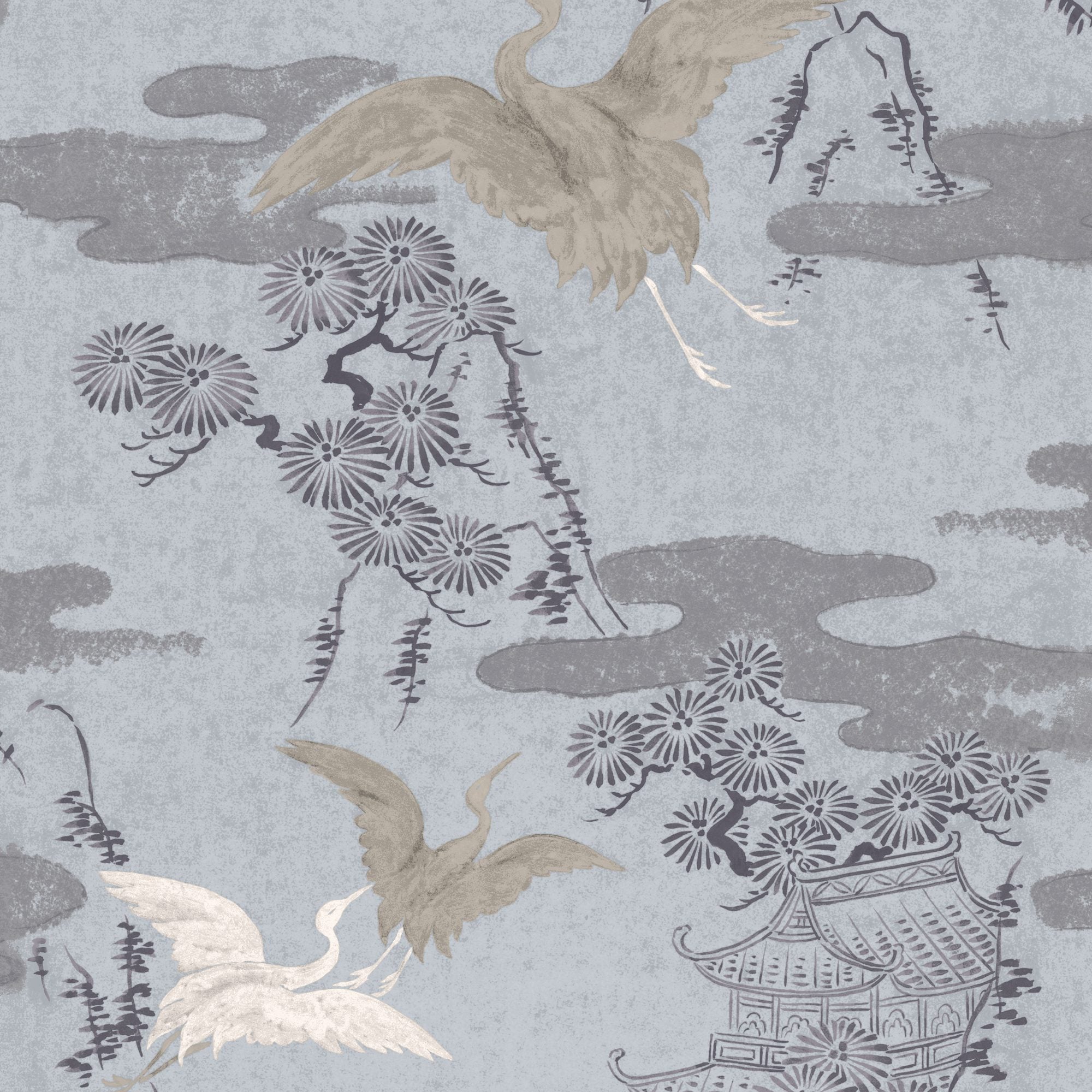 Vivid 3107 Chinoiserie Crane Wallpaper