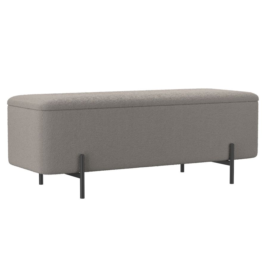 Erzo Warm Grey Storage Ottoman Bench