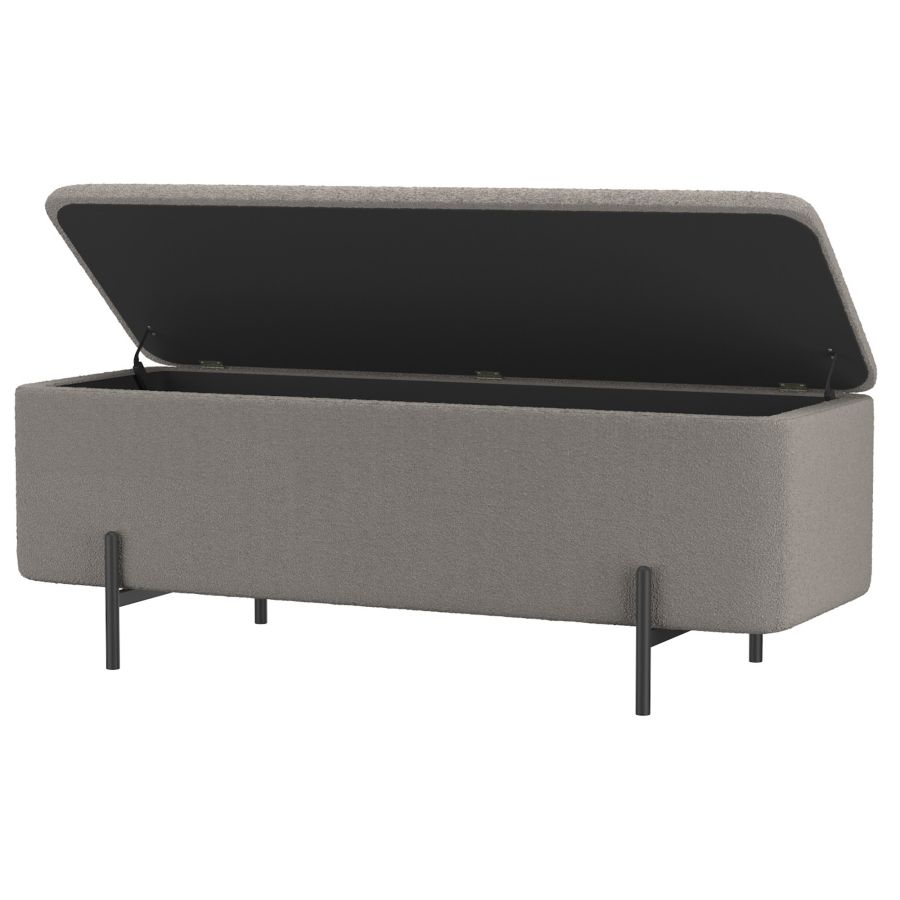 Erzo Warm Grey Storage Ottoman Bench