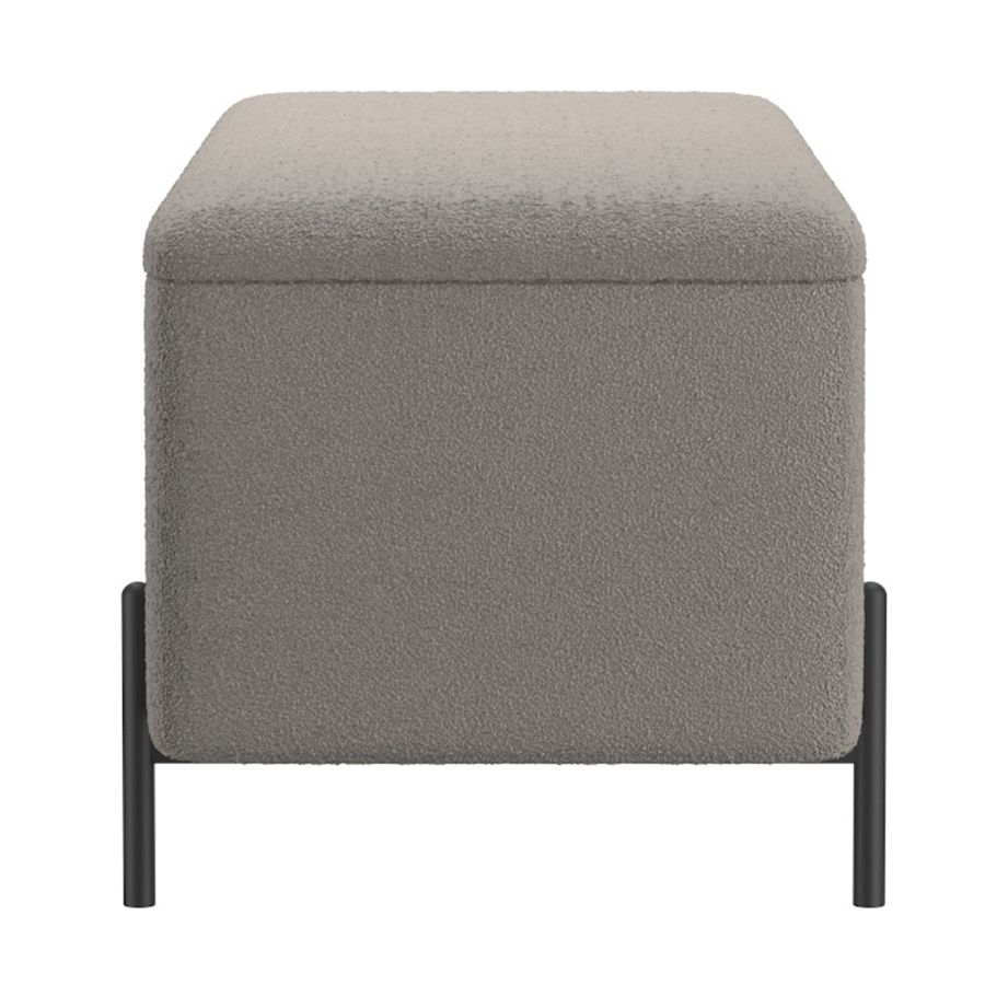 Erzo Warm Grey Storage Ottoman Bench