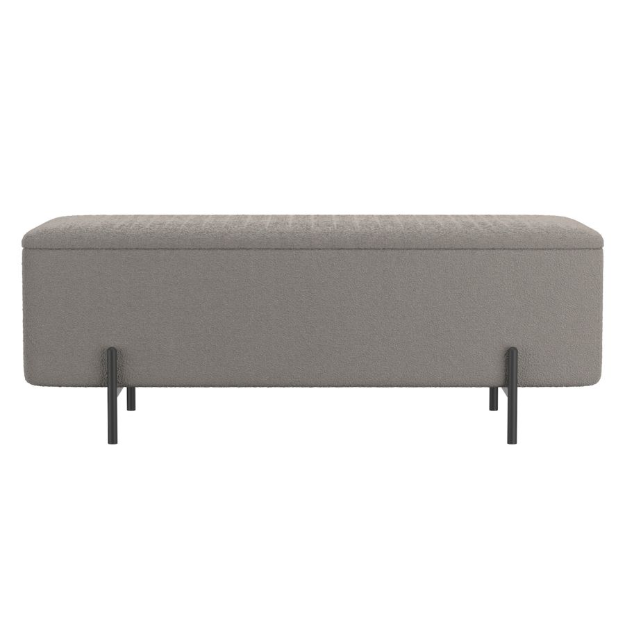 Erzo Warm Grey Storage Ottoman Bench