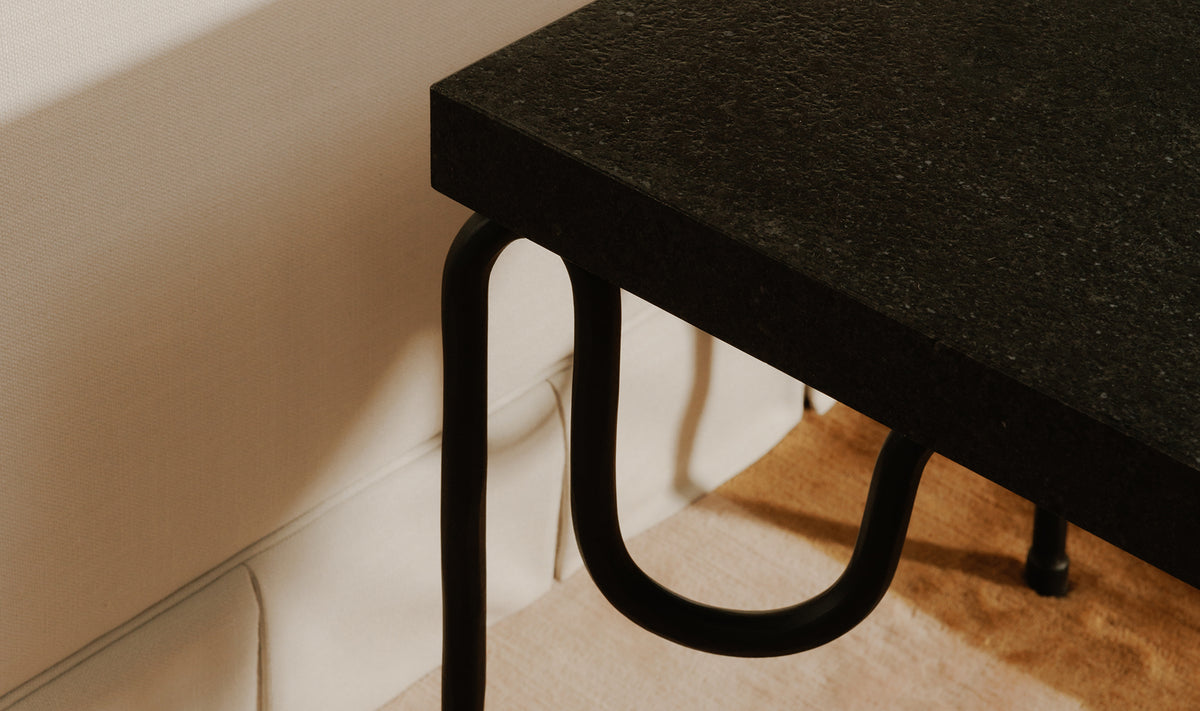Getty Black Granite Side Table | Rustic Elegance | Reimagine Designs