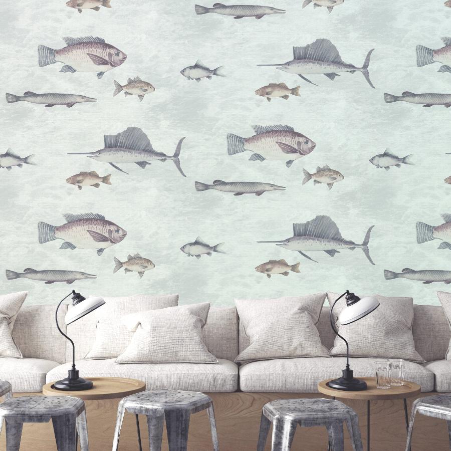 Sanctuary Aquatic Teal Wallpaper | Serene Coastal Vibe | Reimagine Designs