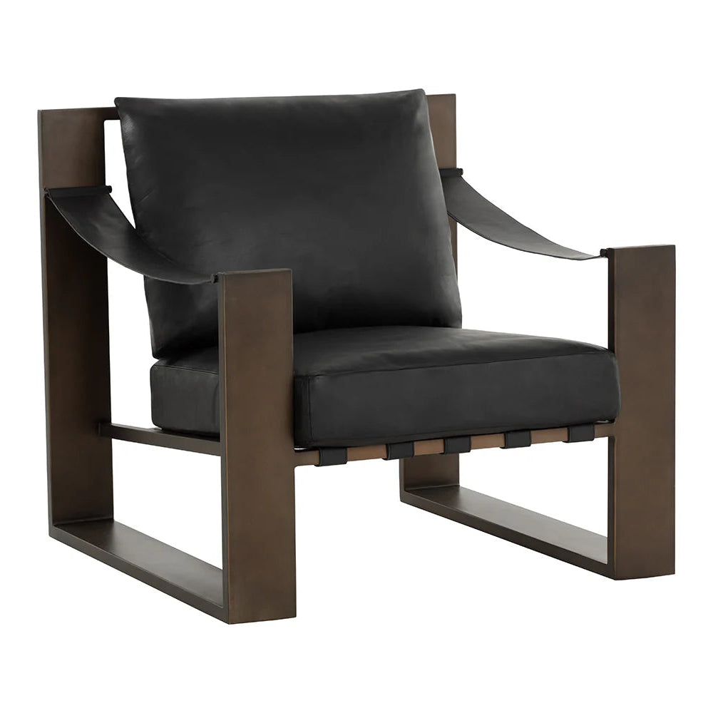Berke Black Leather Lounge Chair