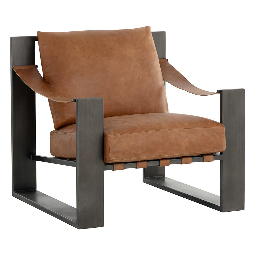 Berke Tan Leather Lounge Chair