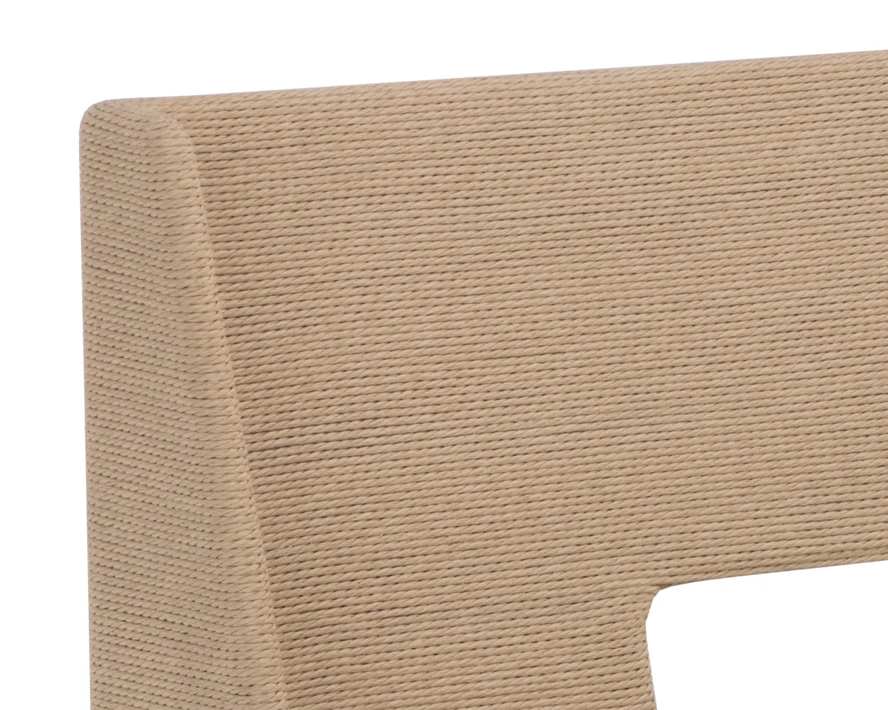 Brocco Banquette, Beige rope bench with a leather cushion 