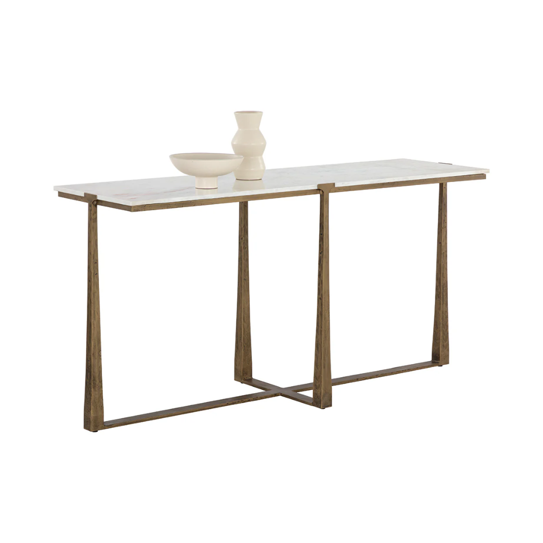 Cowell Antique Brass Console Table - Reimagine Designs