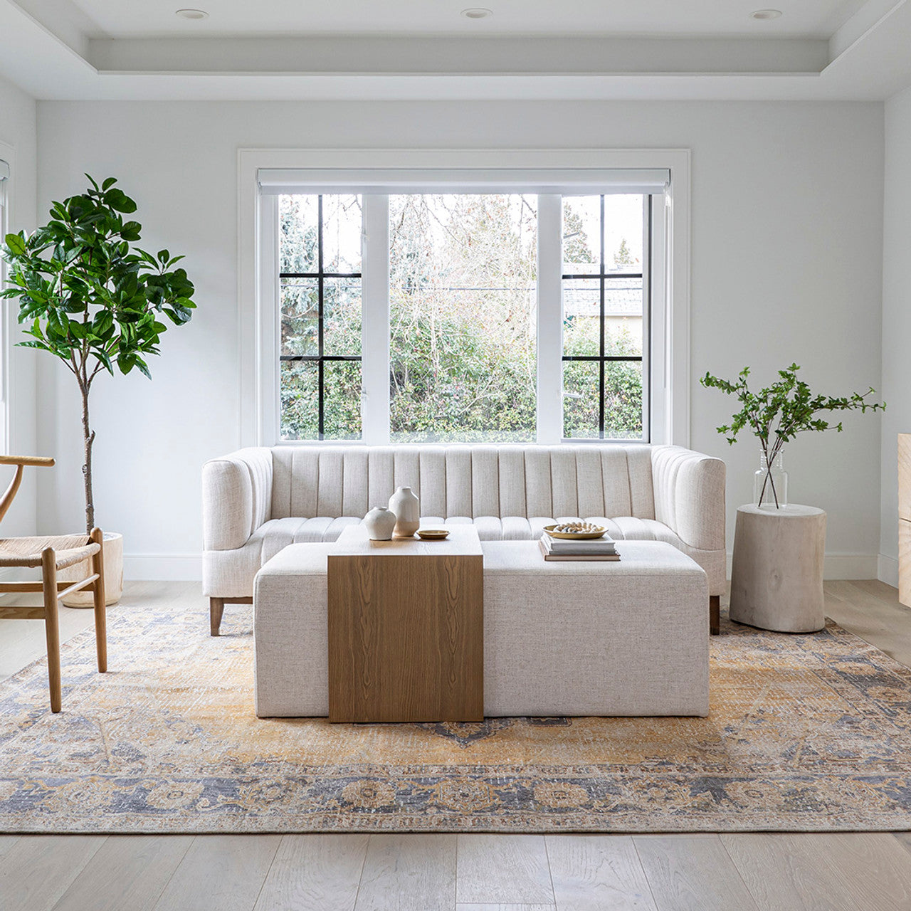 Forest Blonde Oak Coffee Table Ottoman - Reimagine Designs