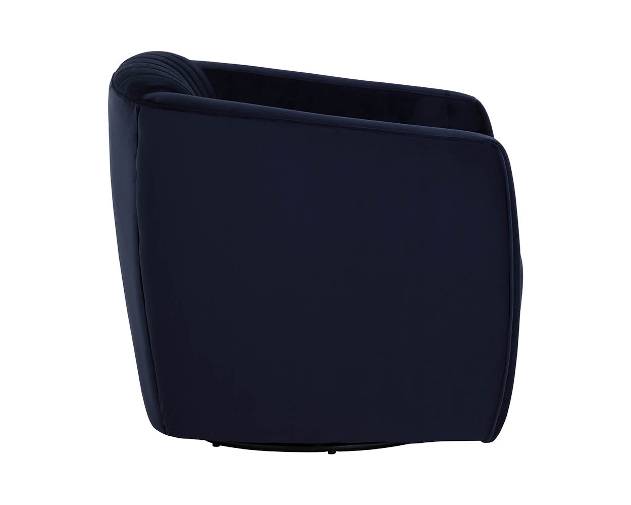 Garrison Swivel Lounge Chair, Navy blue armchair with a tufted backrest 