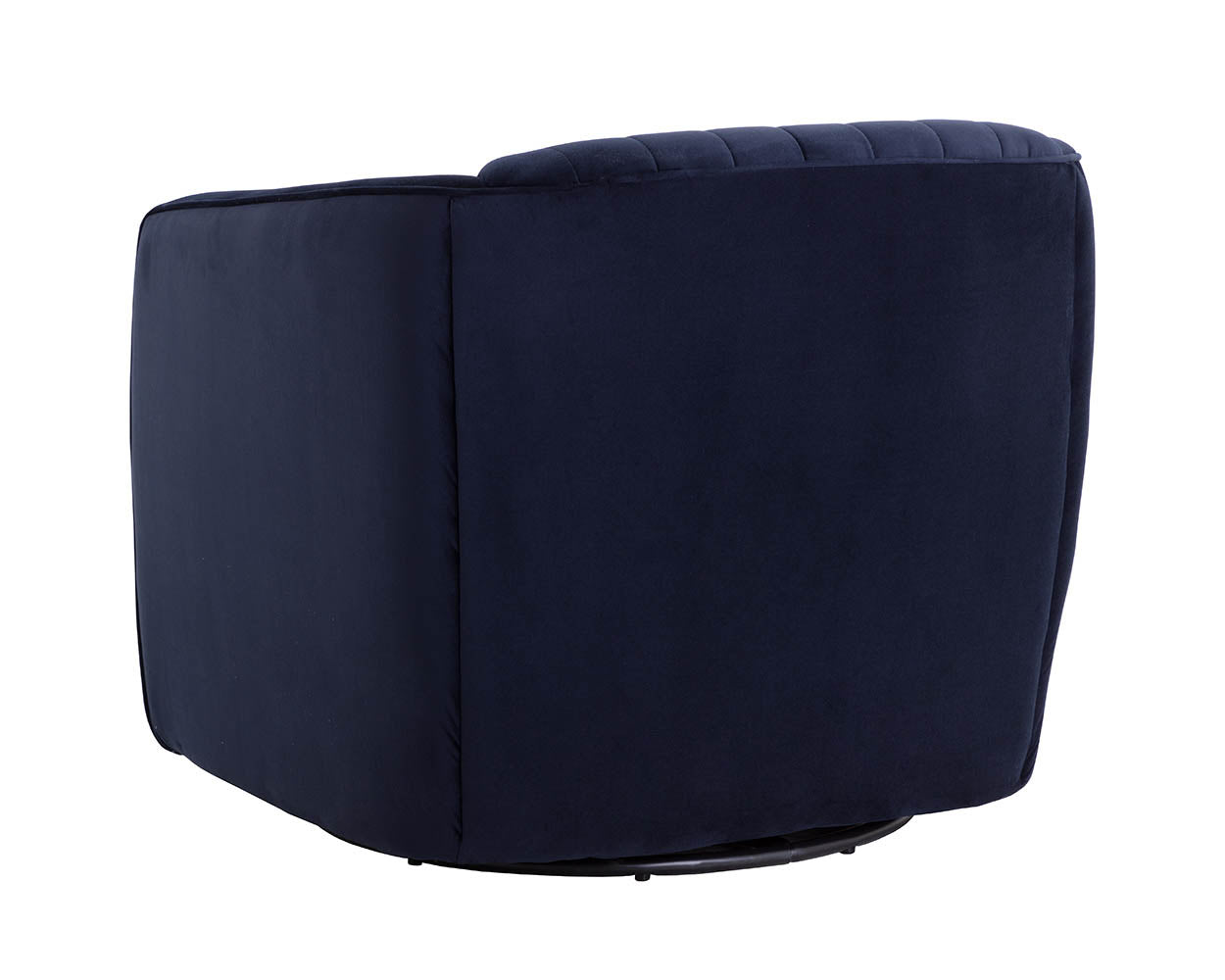 Garrison Swivel Lounge Chair, Navy blue armchair with a tufted backrest 
