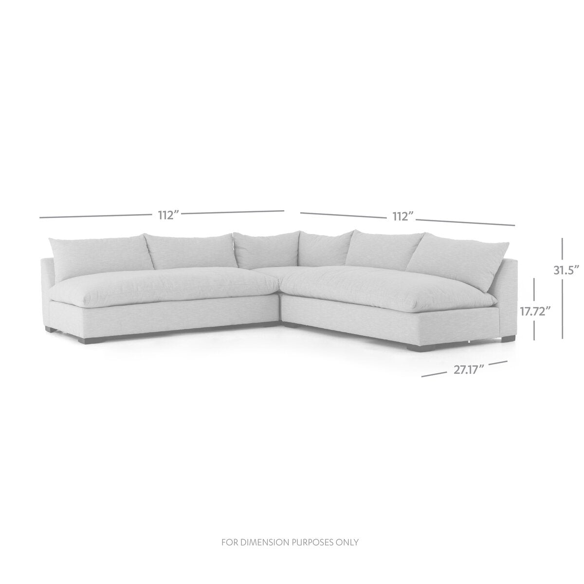 Grant 3-Piece Sectional - Charcoal