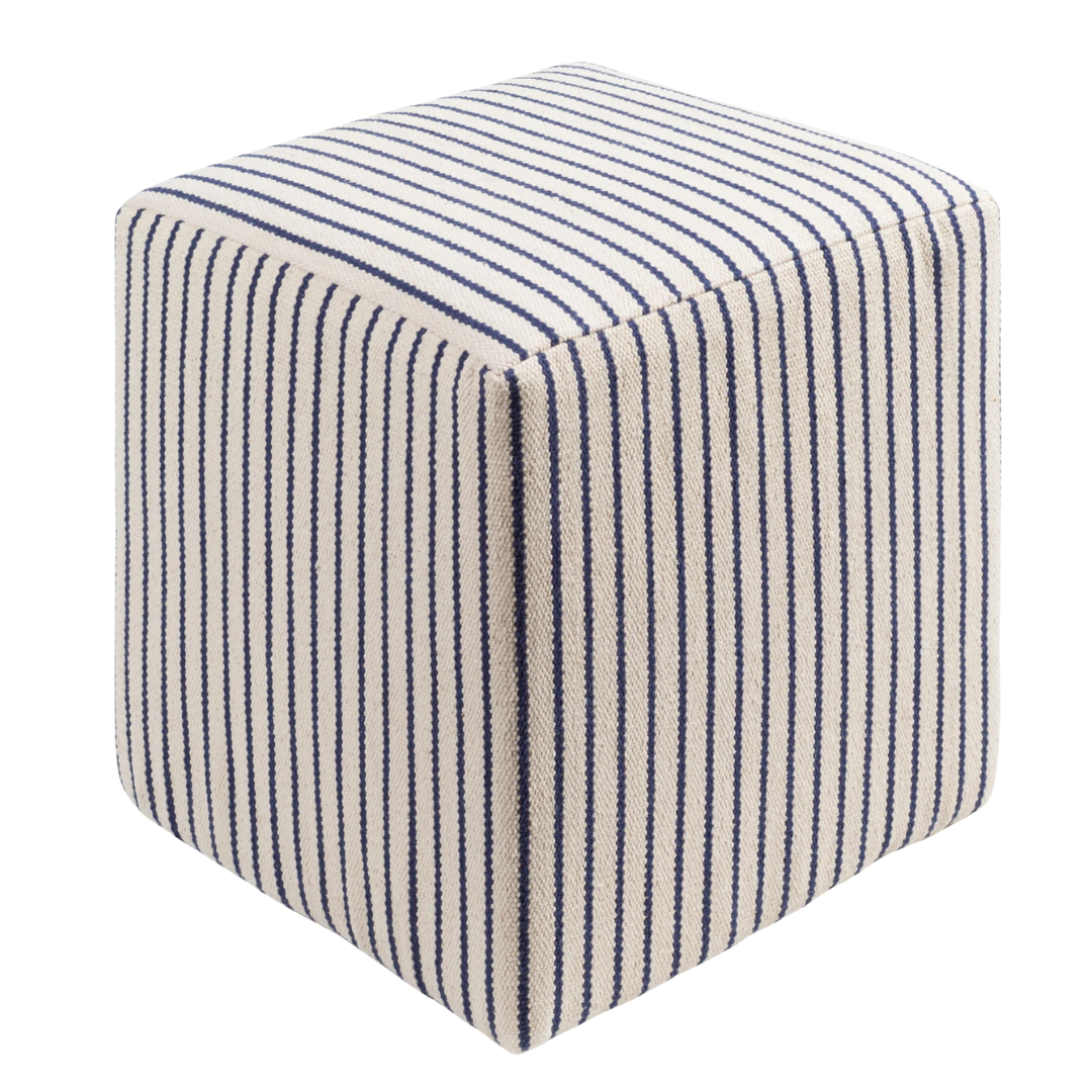 Matchford Navy Stripe Cube Ottoman - Reimagine Designs - interior design - Fredericton

