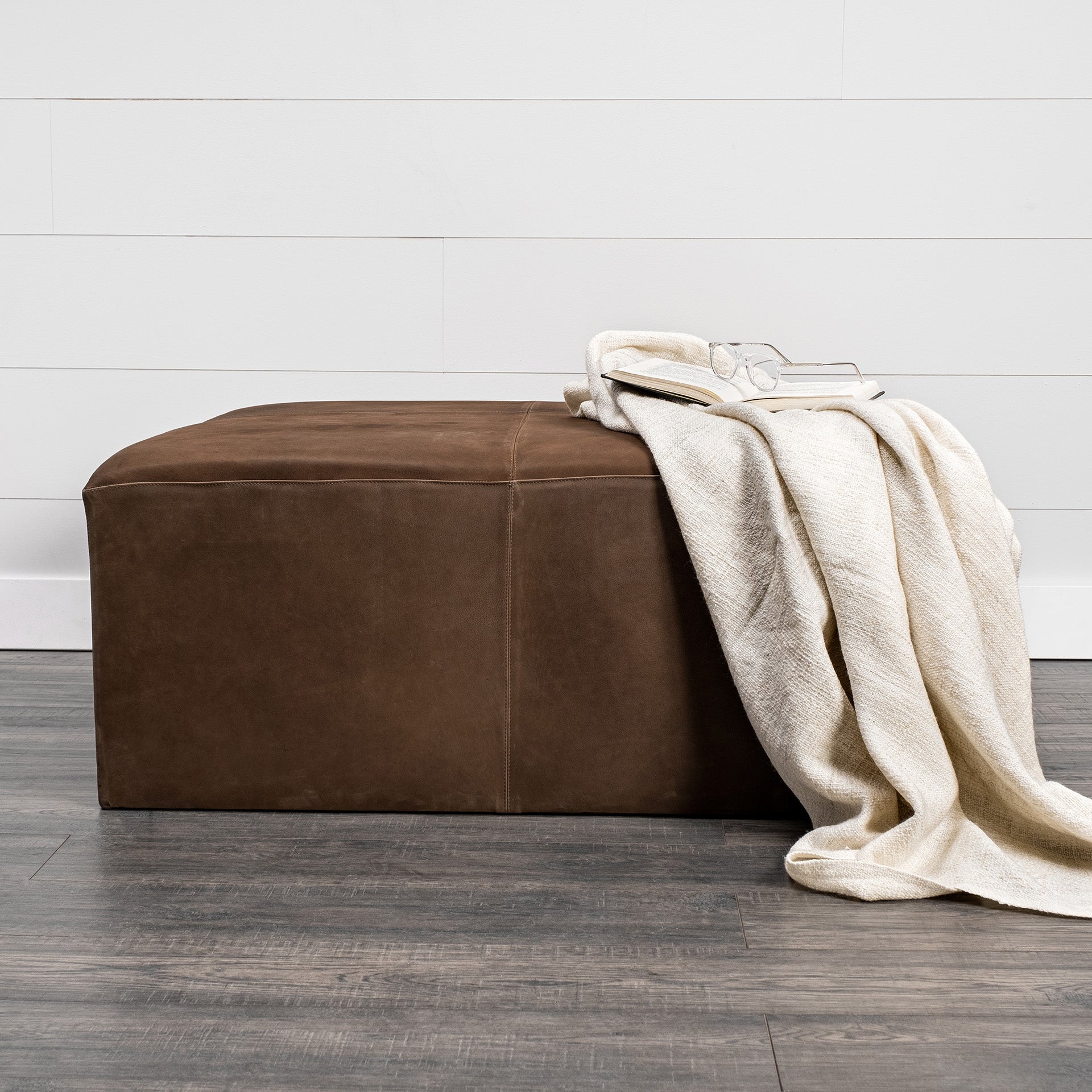 Minara Leather Ottoman
