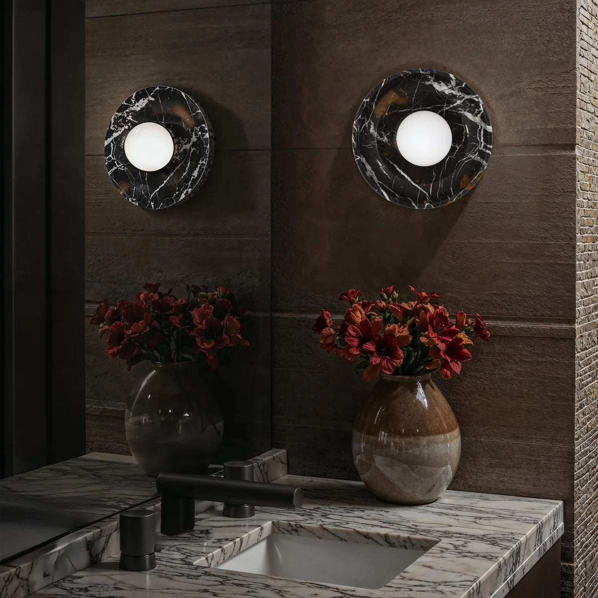 Myrtos Brown Marble Wall Sconce