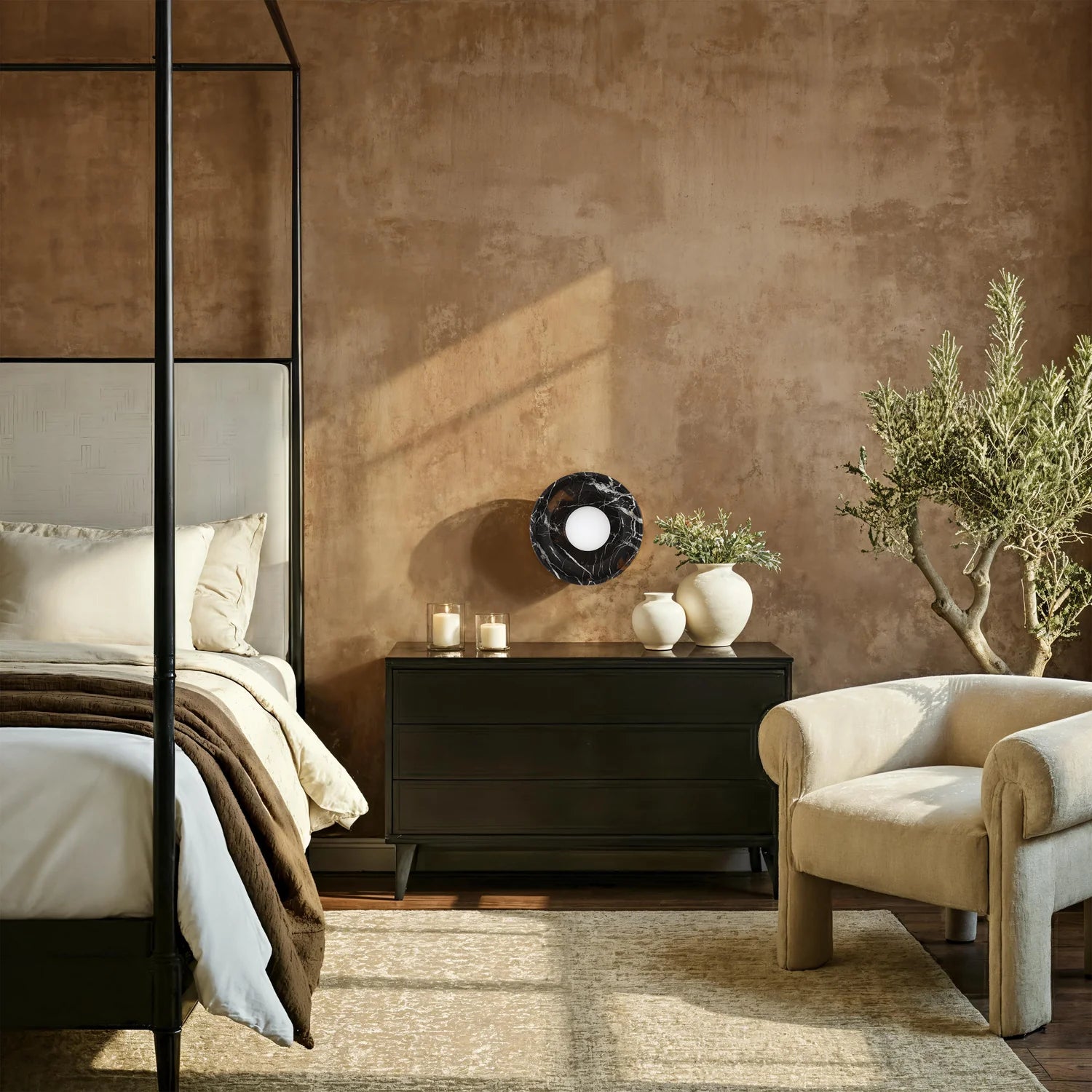 Myrtos Brown Marble Wall Sconce