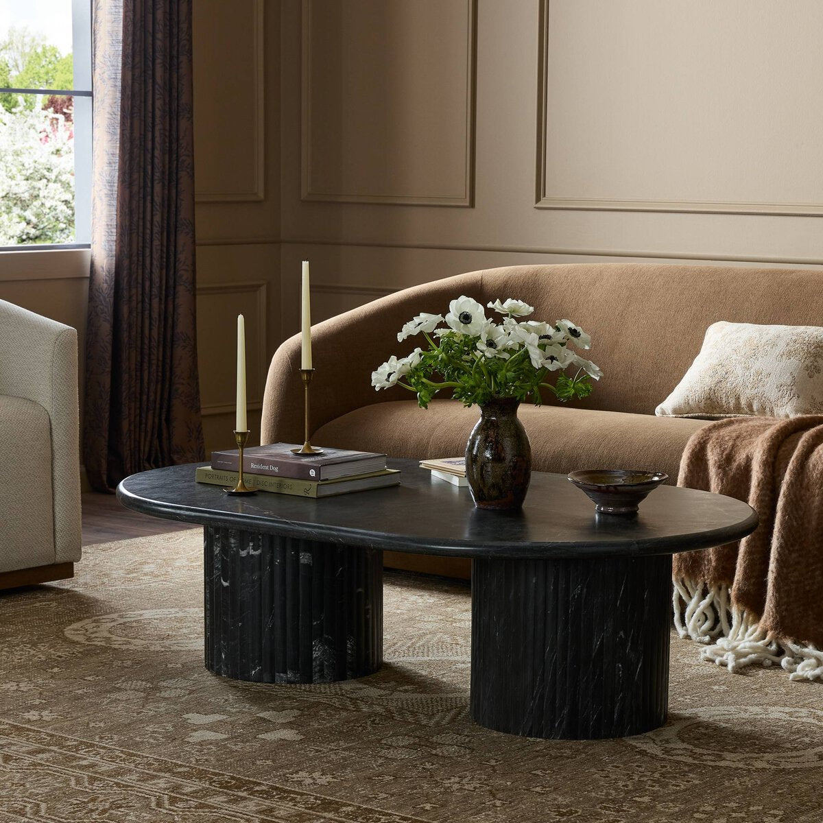 Oranda Black Scalloped Marble Coffee Table
