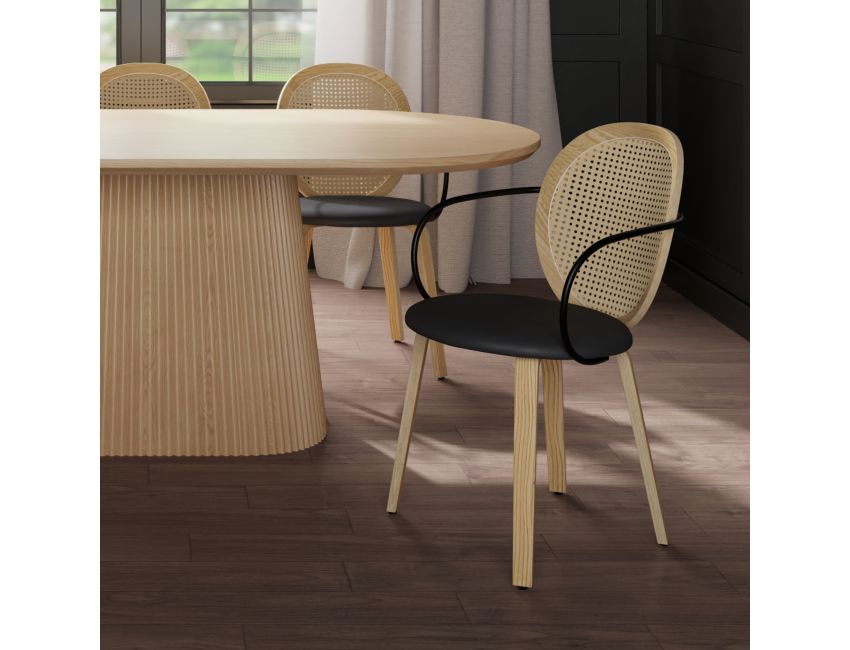 Orias Dining Chair, Set of 2 in Light Oak and Black