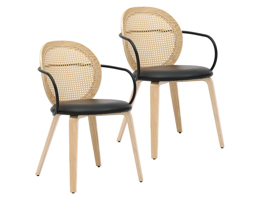 Orias Dining Chair, Set of 2 in Light Oak and Black