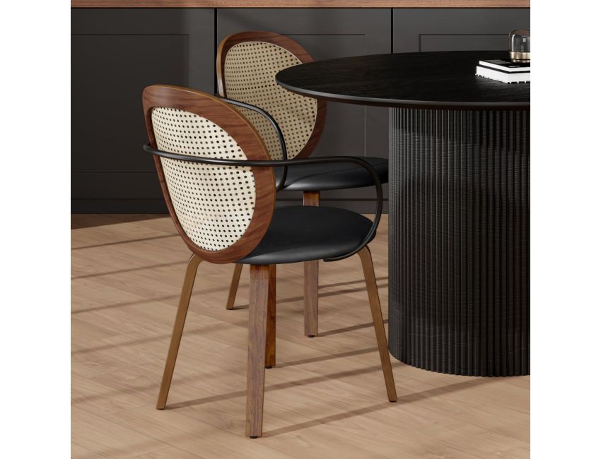 Orias Dining Chair, Set of 2 in Walnut and Black