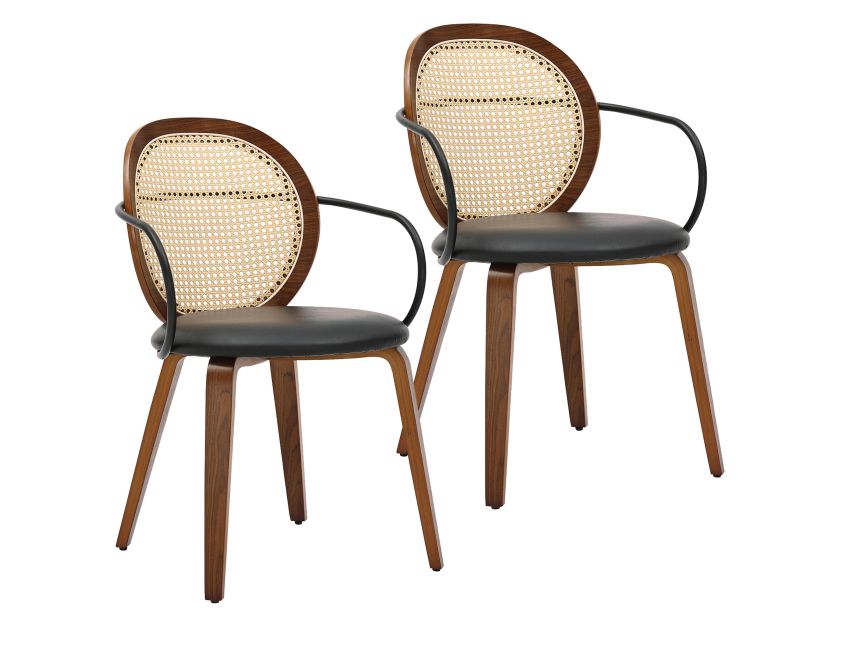 Orias Dining Chair, Set of 2 in Walnut and Black