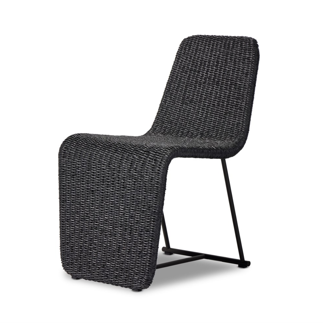 Branon Outdoor Black Hyacinth Dining Chair