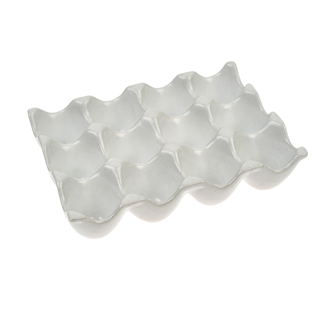 White Ceramic Egg Tray