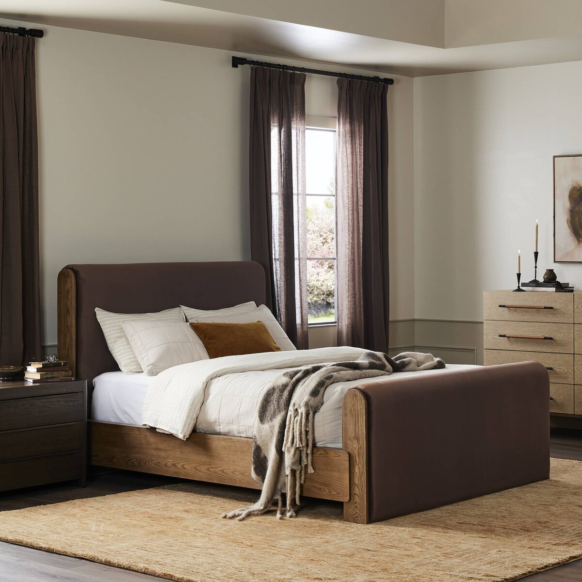 Sloane Velvet Cocoa Bed - Four Hands - Reimagine Designs 