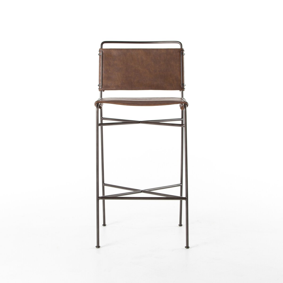 Wharton Distressed Brown Bar + Counter Stool