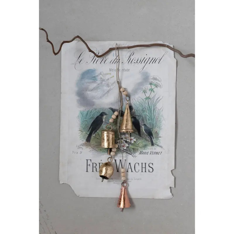 Distressed Copper and Gold Finish Metal Bell Cluster