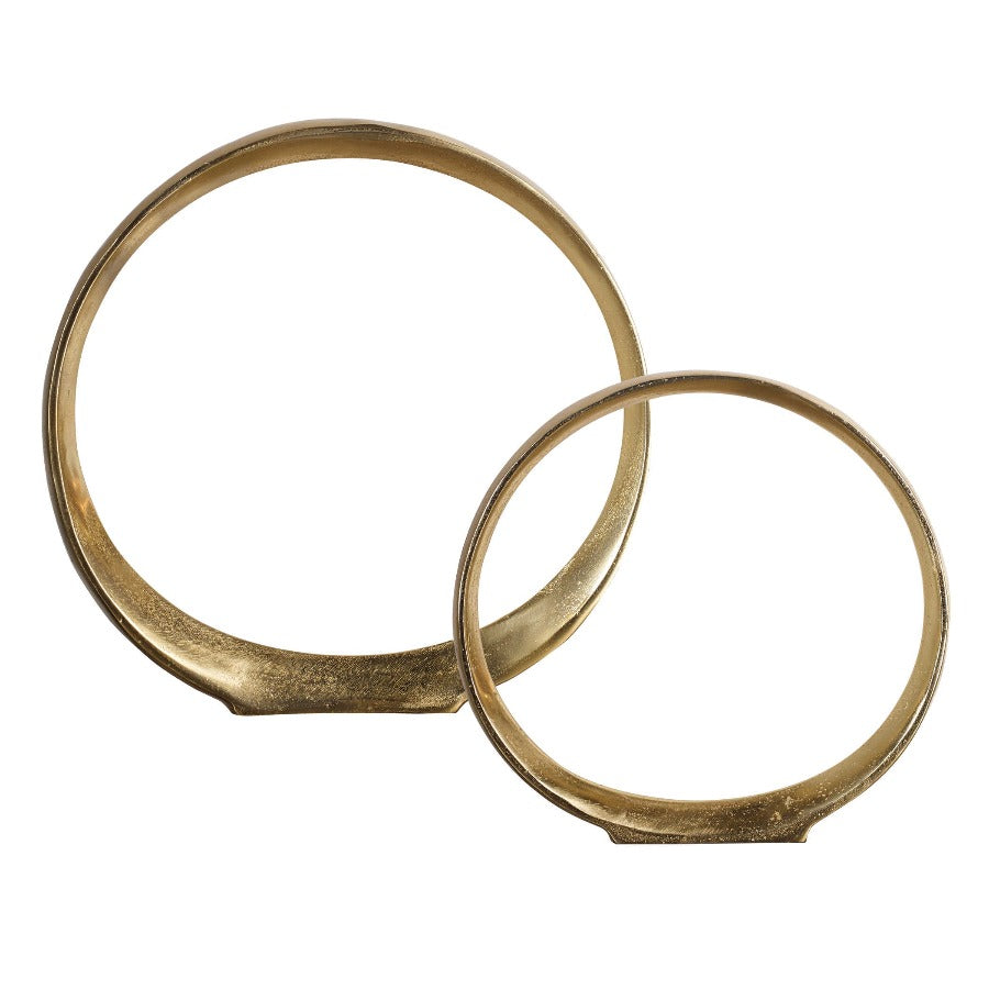 Jimena Gold Ring Sculptures, Set of 2