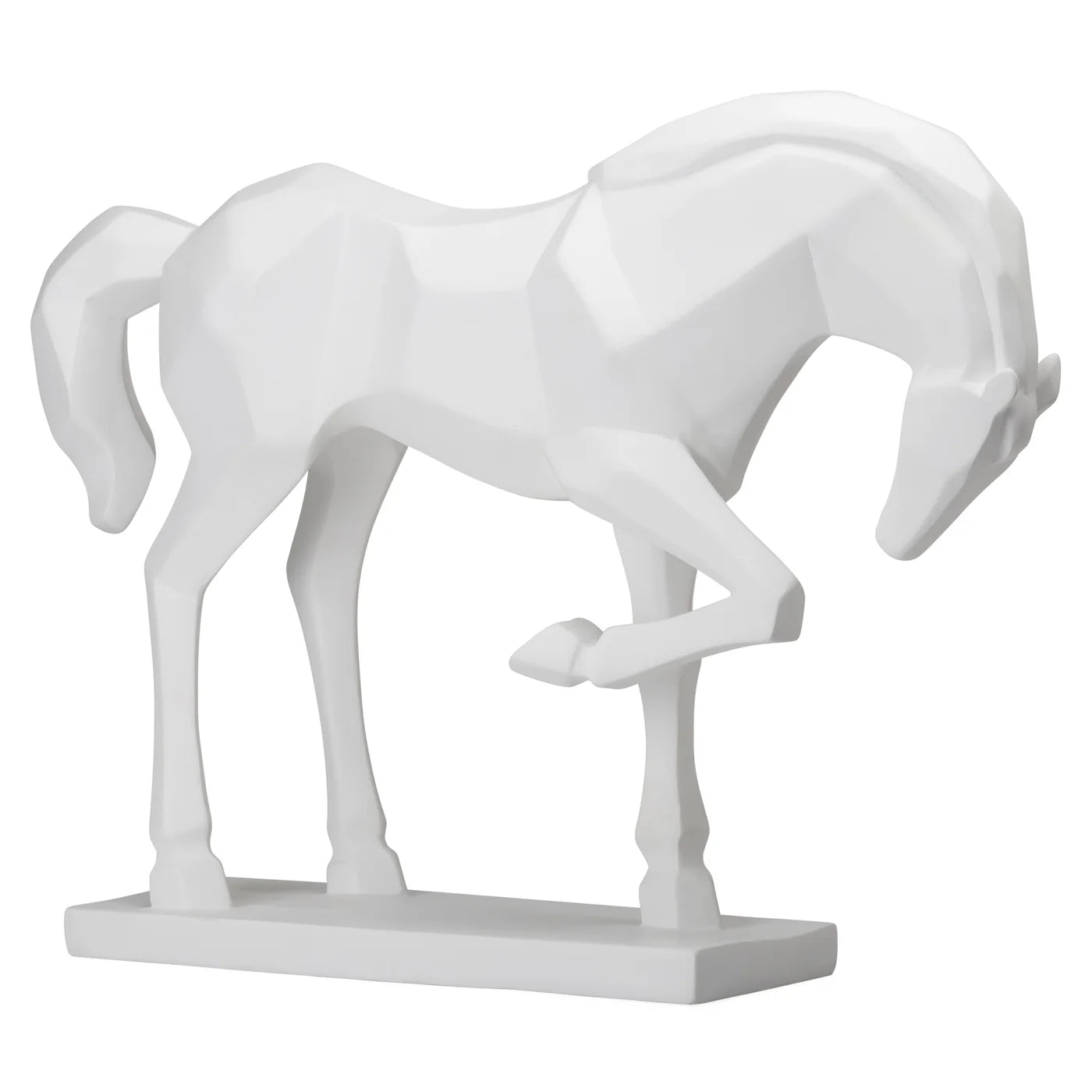 Carved White Horse Decor Statue
